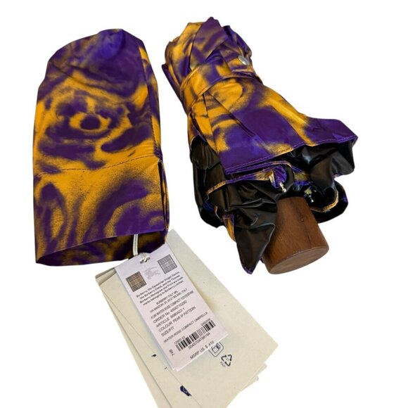 Burberry Water Rose Compact Umbrella, Purple and Yellow - Picture 11 of 13
